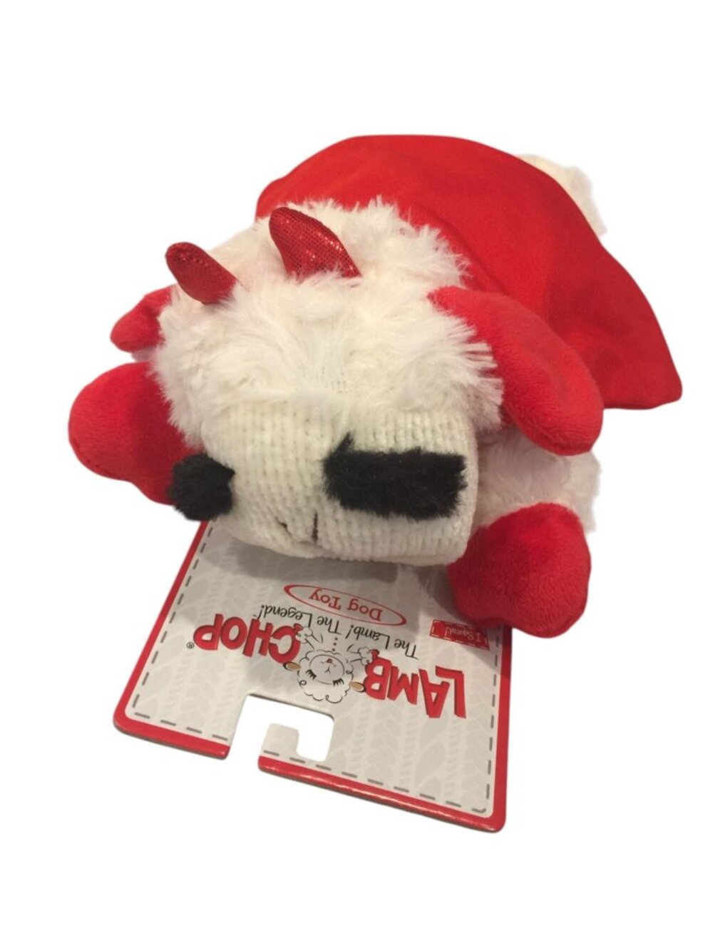 Lamb Chop 7 1/2" Plush Halloween Devil Horns Red Paws Cape Squeak Dog Toy